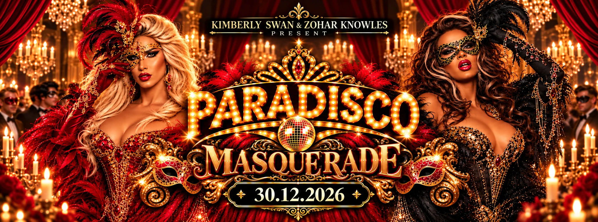 Kimberly Swan and Zohar Knowles present PARADISCO MASQUERADE, 30.12.2026